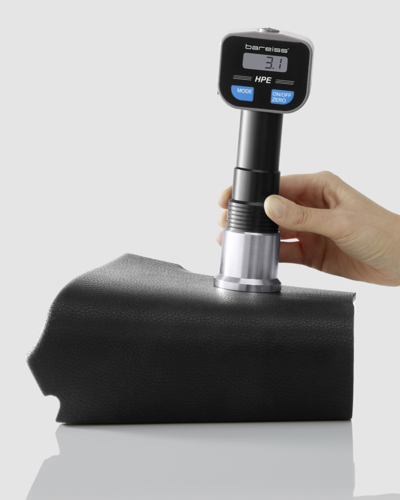 Hardness tester for automotive interiors on sample