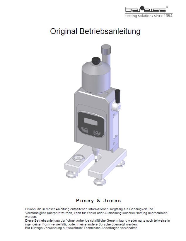 Operating manual Pusey & Jones