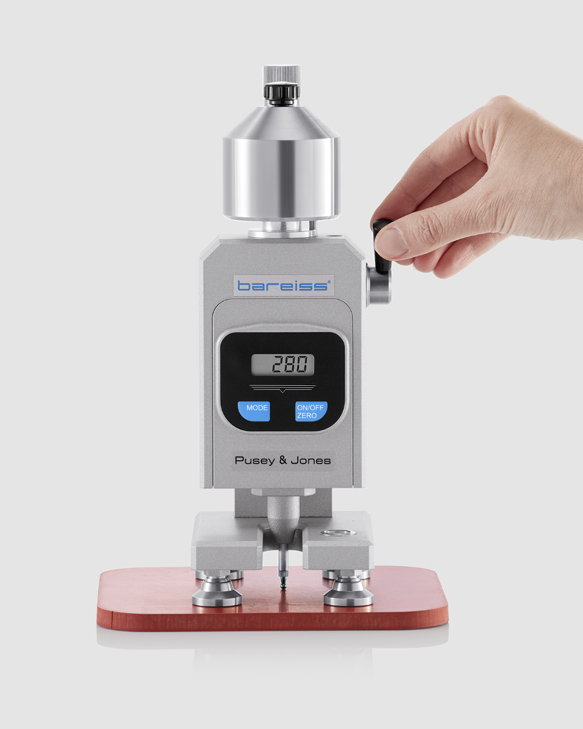Pusey & Jones hardness tester measuring process