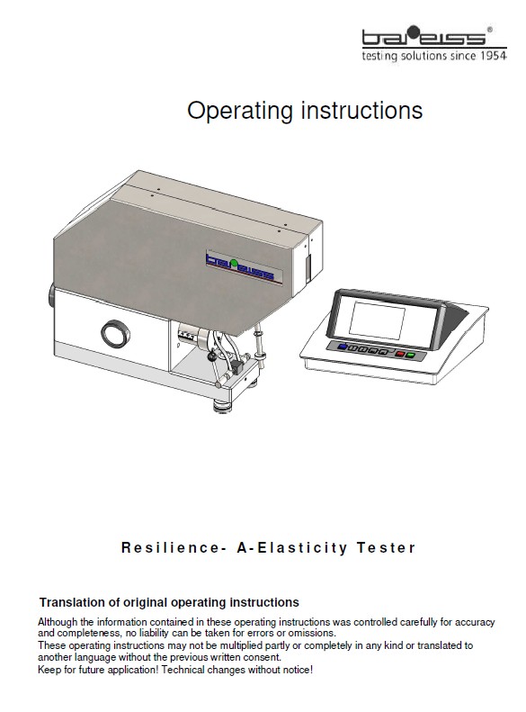 Operating manual Rebound Resilience Tester