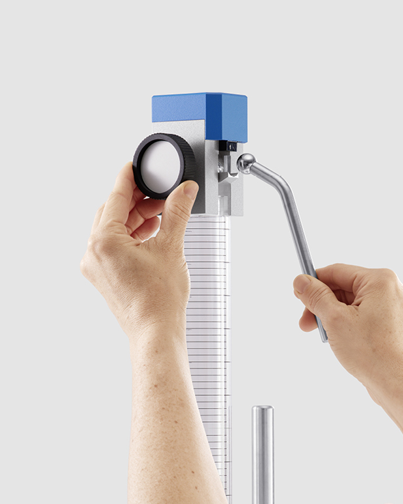Ball Rebound Tester measuring device with scaled downpipe