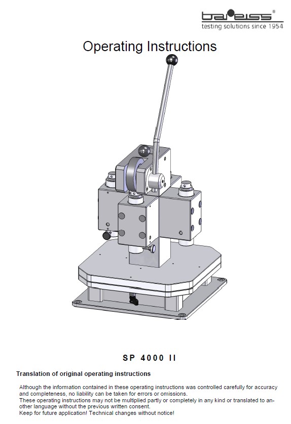 Punching press SP 4000 operating manual