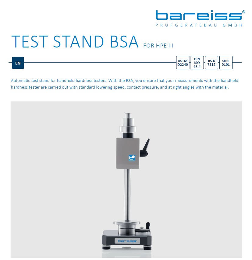 Data sheet test stand BSA II