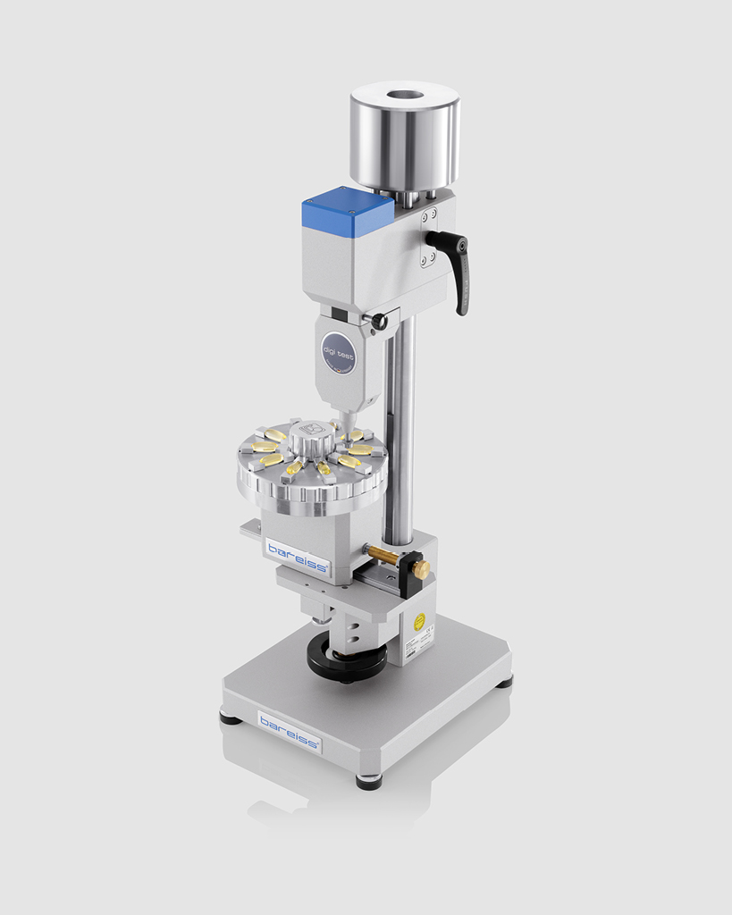 Gelomat testing device for fully automated hardness and stength test with electronic unit